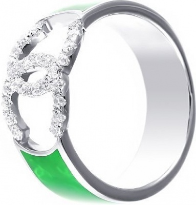 Фото - Кольцо с эмалью и фианитами из серебра sokolov кольцо из золочёного серебра с эмалью и фианитами 94012861 размер 16 5