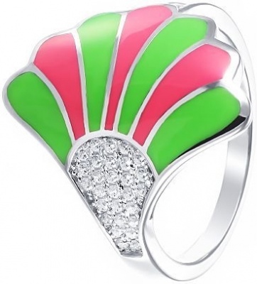 Фото - Кольцо с эмалью и фианитами из серебра sokolov кольцо из золочёного серебра с эмалью и фианитами 94012861 размер 16 5