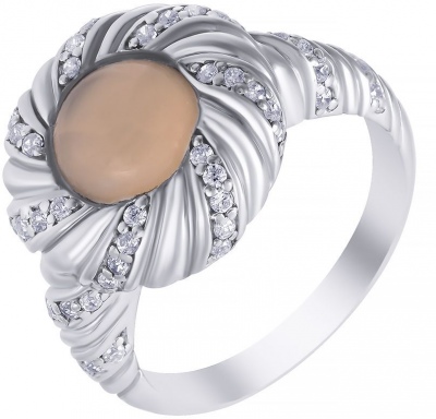 Кольцо с агатом и фианитами из серебра эстет кольцо с агатом и фианитами из серебра г11к451042go размер 17
