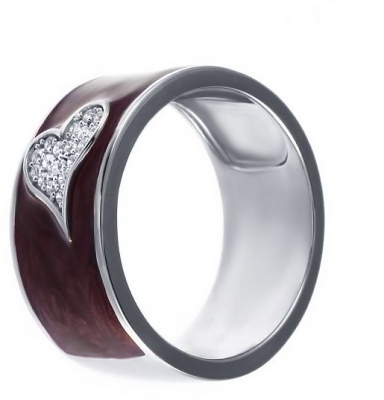 Кольцо с эмалью и фианитами из серебра sokolov кольцо из золочёного серебра с и эмалью и фианитами и синтетическим янтарём 83010066 размер 19