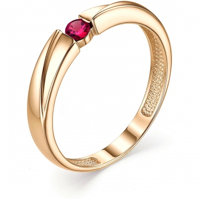 Кольцо с 1 рубином из красного золота