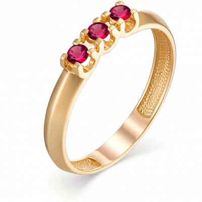 Кольцо с 3 рубинами из красного золота