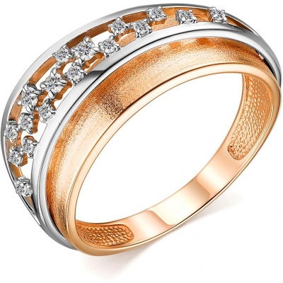 Кольцо с 17 бриллиантами из красного золота