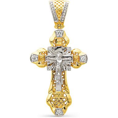 Крестик с бриллиантом из красного золота