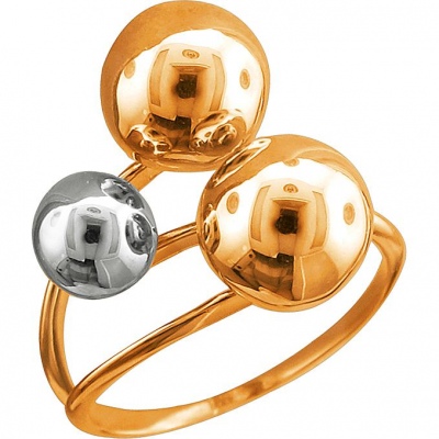 Кольцо Шарики из комбинированного золота