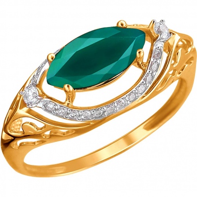 Кольцо с агатом и фианитами из красного золота эстет кольцо с агатом и фианитами из серебра г11к451042go размер 17