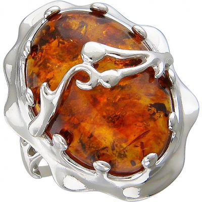 Кольцо с янтарем из серебра