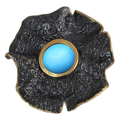 Кольцо с бирюзой из чернёного серебра с позолотой