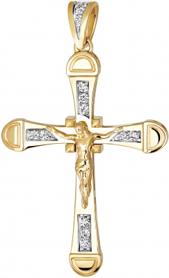 

Крестик с 15 бриллиантами из жёлтого золота