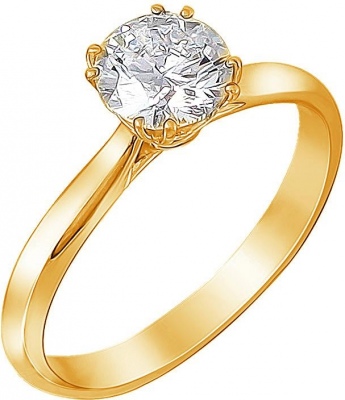 Кольцо с 1 бриллиантом из жёлтого золота 750 пробы