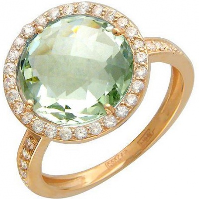 Фото - Кольцо с празиолитом и фианитами из красного золота кольцо с 1 празиолитом из красного золота