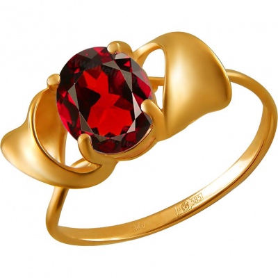 Кольцо с 1 гранатом из красного золота
