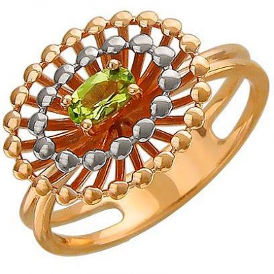 Кольцо с 1 хризолитом из красного золота