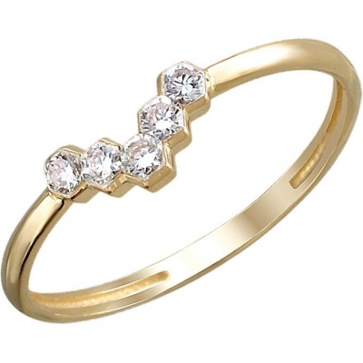 Кольцо с 5 бриллиантами из жёлтого золота