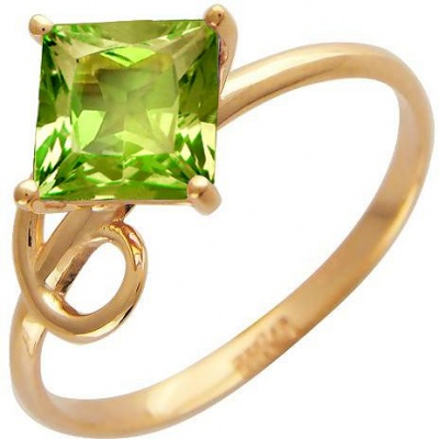 Кольцо с 1 хризолитом из красного золота