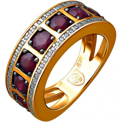 

Кольцо с рубинами и бриллиантами из жёлтого золота