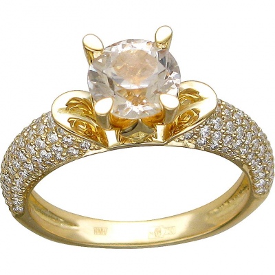 Кольцо с сапфиром и бриллиантами из жёлтого золота 750 пробы