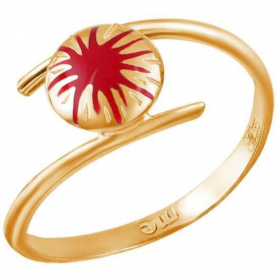 Кольцо с 1 эмалью из красного золота