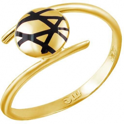 Кольцо с 1 эмалью из жёлтого золота