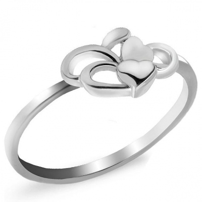 Кольцо Сердечки из серебра
