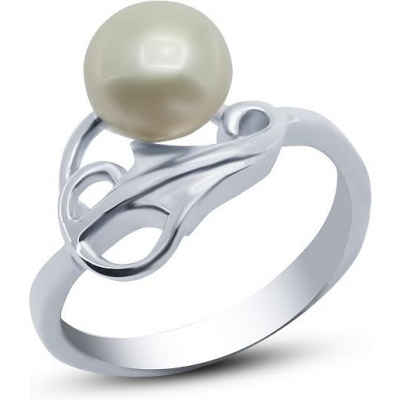 Кольцо с жемчугом из серебра