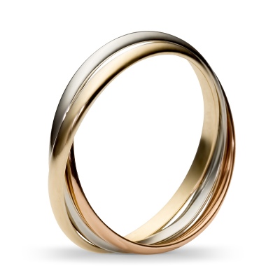 Тройное Обручальное кольцо-картье из комбинированного золота