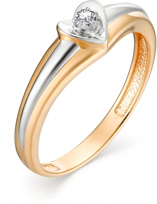 

Кольцо Сердце с 1 бриллиантом из красного золота