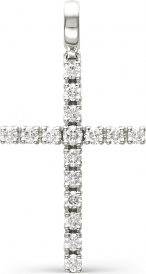 Крестик с бриллиантами, сапфиром из белого золота