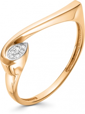Кольцо Капелька с 6 бриллиантами из красного золота