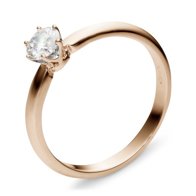 Классическое кольцо с бриллиантом 0.4 карат из красного золота