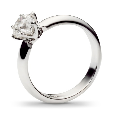 Классическое кольцо с бриллиантом 1.5 карат из белого золота