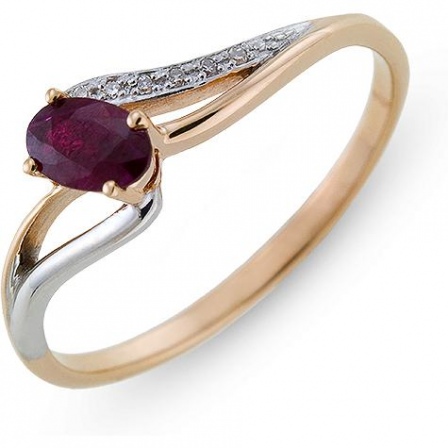 Кольцо с рубином и бриллиантами из красного золота (арт. 2000047)