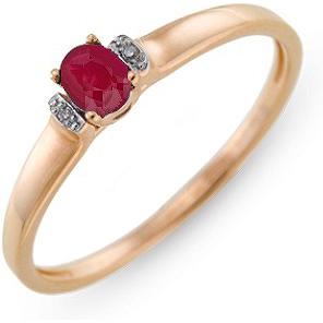 Кольцо с рубином и бриллиантами из красного золота (арт. 2000121)