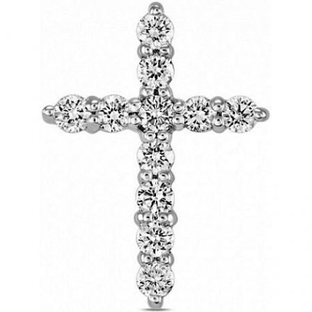 Крестик с 11 бриллиантами из белого золота (арт. 2000232)