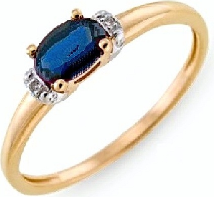 Кольцо с сапфиром и бриллиантами из красного золота (арт. 2000240)