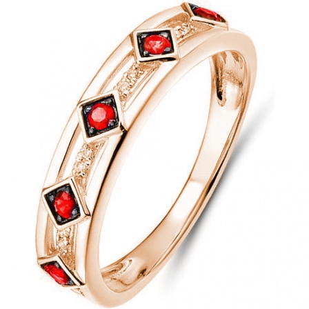 Кольцо с рубинами и бриллиантами из красного золота (арт. 2001537)