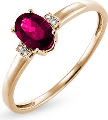 Кольцо с рубином и бриллиантами из красного золота (арт. 2001806)