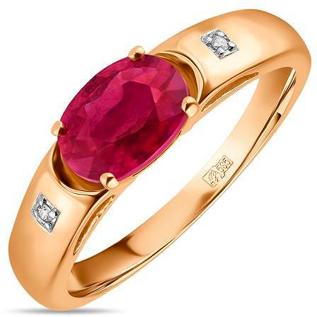Кольцо с рубином и бриллиантами из красного золота (арт. 2003885)