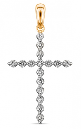 Крестик с 16 бриллиантами из красного золота (арт. 2004842)