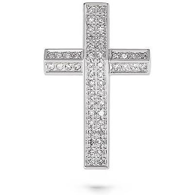 Крестик с 50 бриллиантами из белого золота (арт. 2040324)