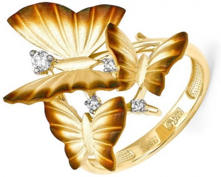 Кольцо с 4 бриллиантами из жёлтого золота (арт. 2041129)