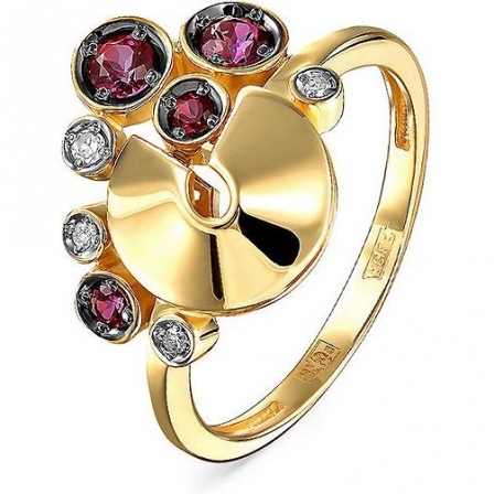 Кольцо с топазами и бриллиантами из жёлтого золота (арт. 2041729)