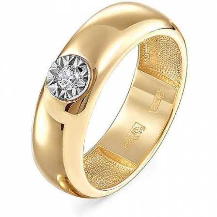 Кольцо с 1 бриллиантом из жёлтого золота (арт. 2041744)