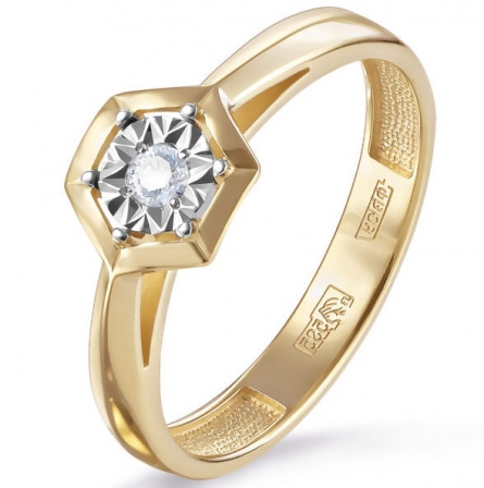 Кольцо с 1 бриллиантом из жёлтого золота (арт. 2041756)