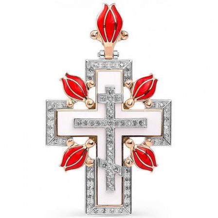 Крестик с 68 бриллиантами из красного золота (арт. 2043343)