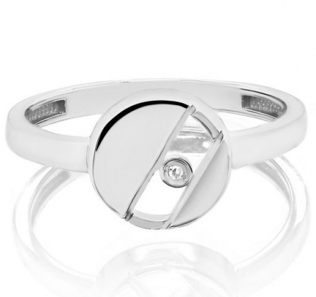 Кольцо с 1 бриллиантом из серебра (арт. 2047160)