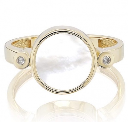 Кольцо с перламутром и бриллиантами из жёлтого золота (арт. 2047277)