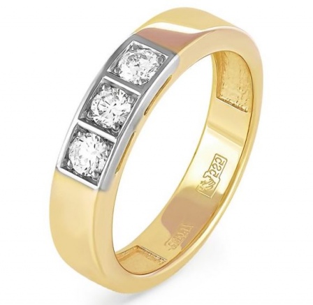 Кольцо с 3 бриллиантами из жёлтого золота (арт. 2049178)