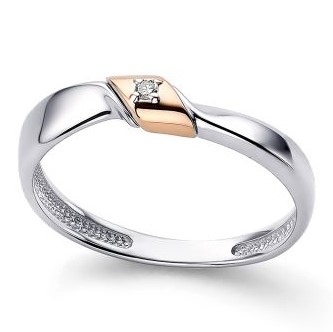 Кольцо с 1 бриллиантом из серебра и золота (арт. 2054010)