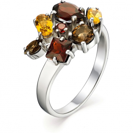 Кольцо с россыпью цветных камней из серебра (арт. 2054097)